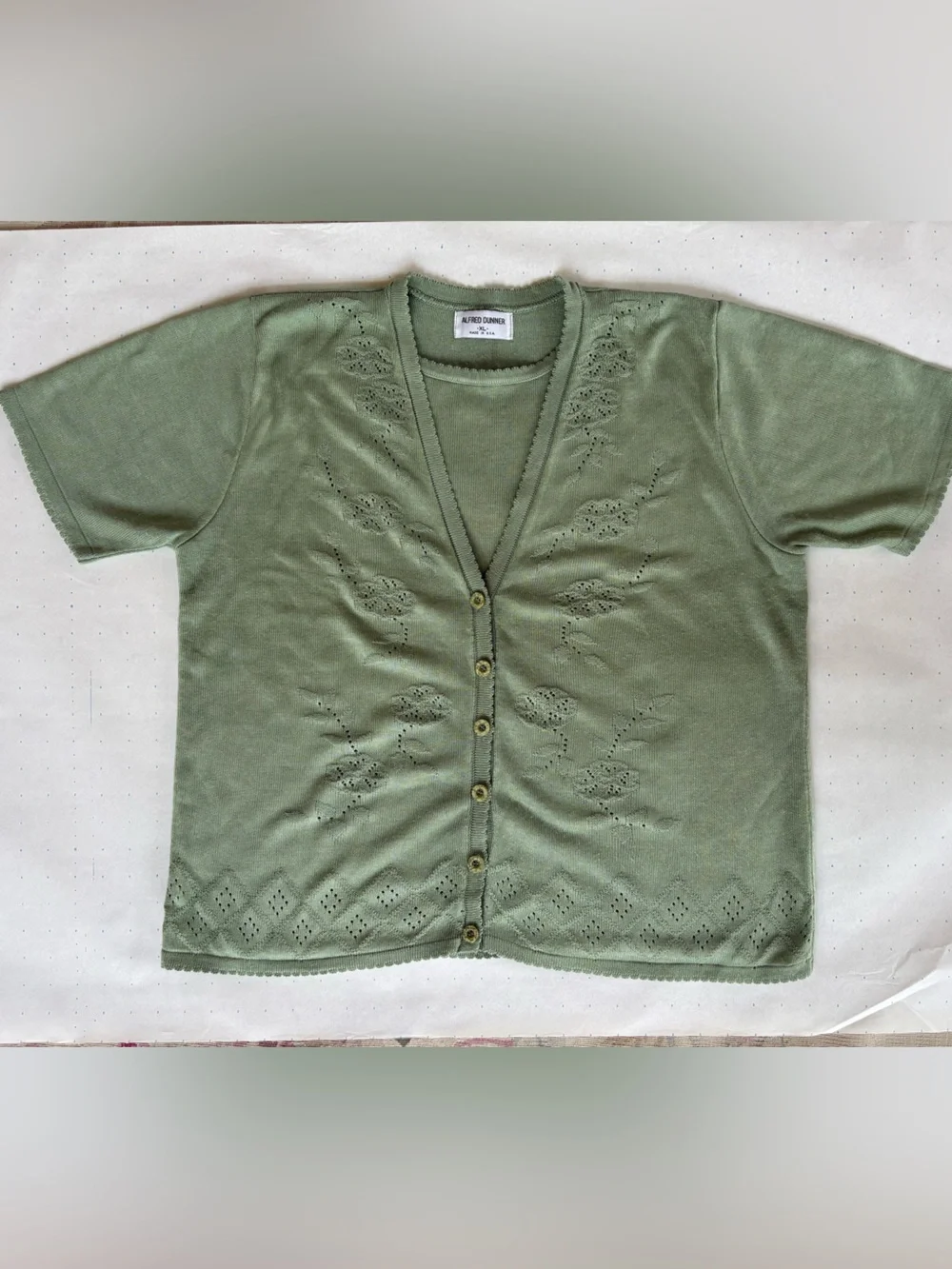 Alfred Dunner Sage Green Knit Short Sleeve Top - SIZE XL - MADE IN USA - Picture 3 of 15